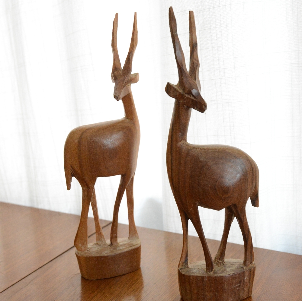 mid century wood gazelles